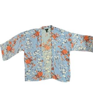 (5 for $25) Rue 21 Women’s Kimono Shirt Blue Floral OS